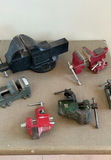 Collection of vintage bench vises and clamps - thumbnail 1 of 5
