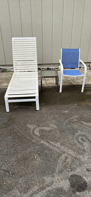 Patio Lounge Chair, Side Table and Metal Patio Chair - Image 1 of 8