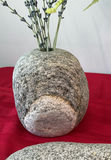 Decorative stone sculptures with potted plant and pedestal - thumbnail 2 of 5