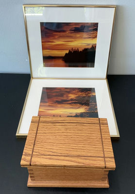 Artwork And Wood Box - Image 1 of 5