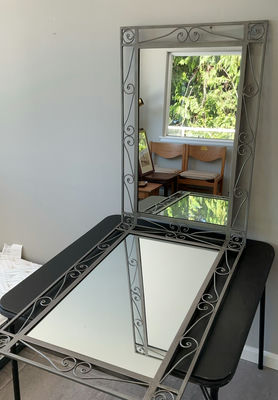 Pair Of Silver Toned Metal Framed Wall Mirrors - Image 1 of 5