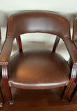 Set of 5 brown 'leather' dining chairs with wood frames - thumbnail 2 of 8