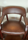 Set of 5 brown 'leather' dining chairs with wood frames - thumbnail 3 of 8