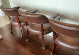 Set of 5 brown 'leather' dining chairs with wood frames - thumbnail 8 of 8