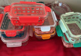 Assorted glass and plastic food storage containers with colorful lids - thumbnail 5 of 6