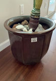 Black ‘Leather’ Counter Stool, Metal & Granite Side Table, Tall Plant - thumbnail 4 of 6