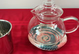 Glass teapot with metal lattice mugs, etc. - thumbnail 3 of 4