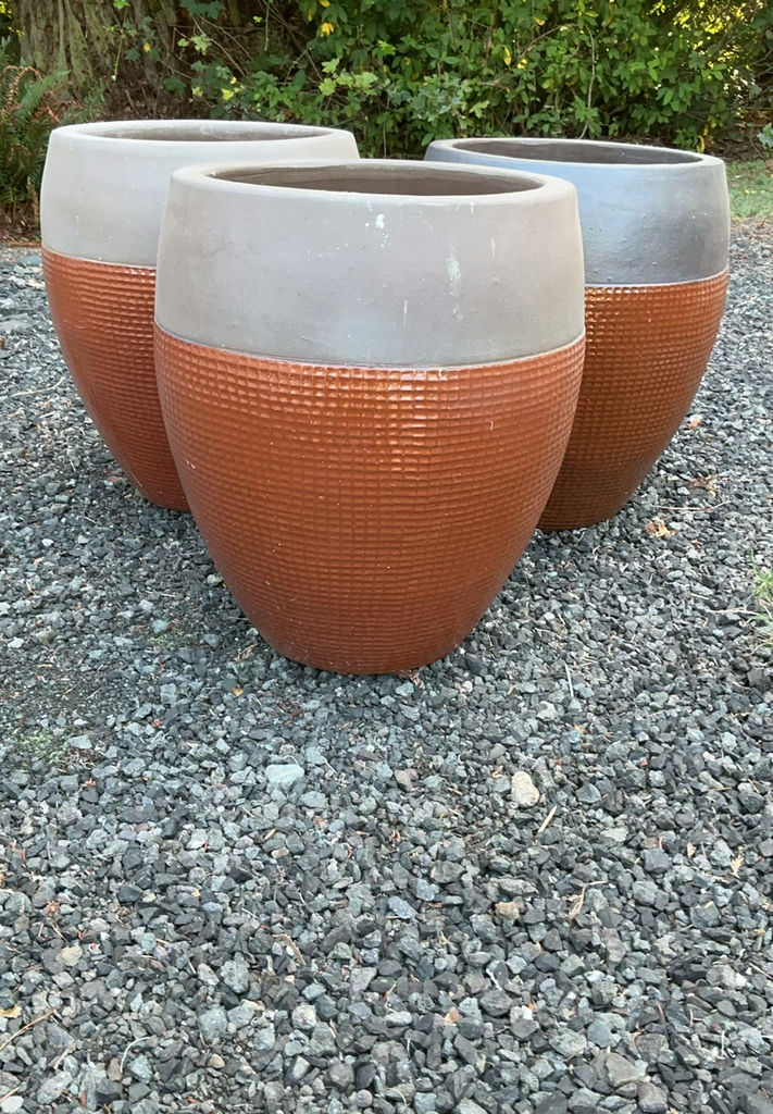 Three Large Matching Ceramic Pots