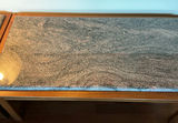Two Dark Oak Tables With Granite tops, Lamp - thumbnail 2 of 6