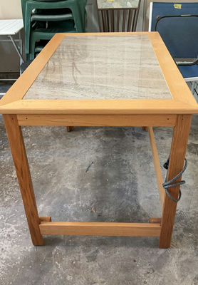 Solid Oak, Granite top Work Table - Image 1 of 4