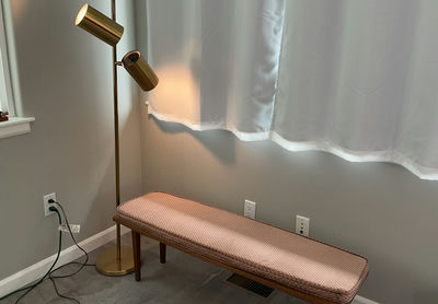 Mid-Century Modern Bench, Floor lamp - Image 1 of 7