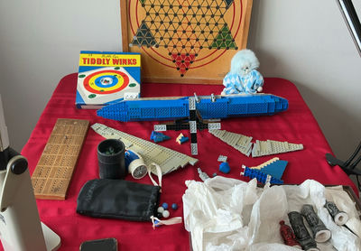 Assorted Toys, lego like Boeing Jet, and Sports Memorabilia - Image 1 of 8