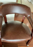 Set of 5 brown 'leather' dining chairs with wood frames - thumbnail 6 of 8