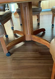 Solid Wood Pedestal Table, 6 ‘leather’ Rolling Barrel Chairs - thumbnail 3 of 12