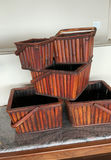 5 Bamboo Baskets With Handles - thumbnail 1 of 4