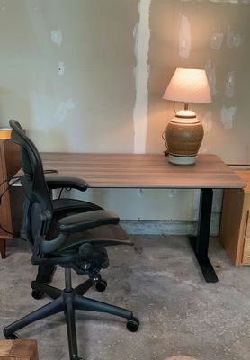 Large Metal Desk, Office Chair, Lamp - Image 1 of 8