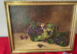 Framed floral still-life with mineral specimens and knife - thumbnail 2 of 6