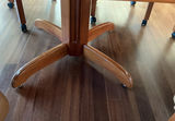 Solid Wood Pedestal Table, 6 ‘leather’ Rolling Barrel Chairs - thumbnail 8 of 12