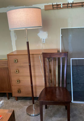 MCM Inspired Floor Lamp, Nice Wood Chair - Image 1 of 4