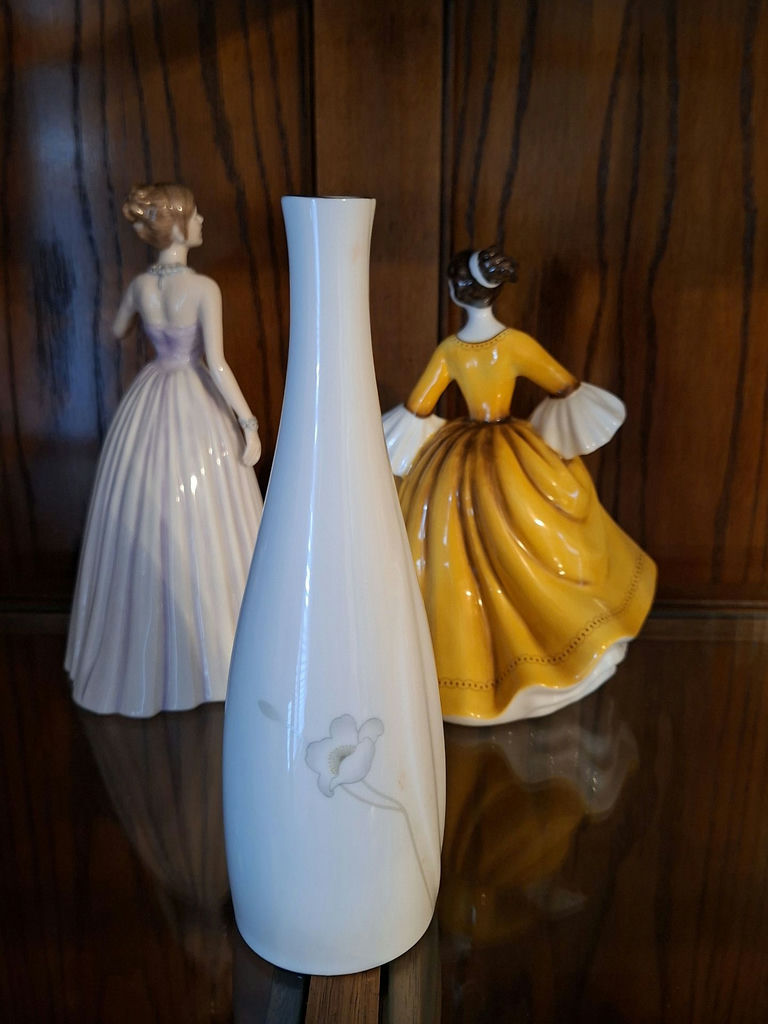 Vintage Royal Doulton Porcelain Figurines and White Floral Vase - image 6 of 9