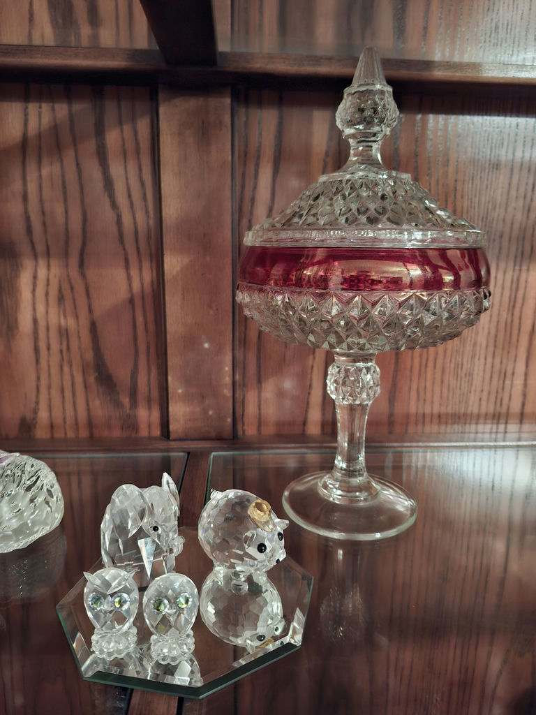 Assorted Glass and Crystal Decorative Figurines and Covered Candy Dish - image 3 of 10