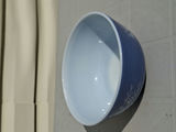 Vintage Blue Pyrex Glass Mixing Bowl with White Floral Pattern - thumbnail 2 of 4