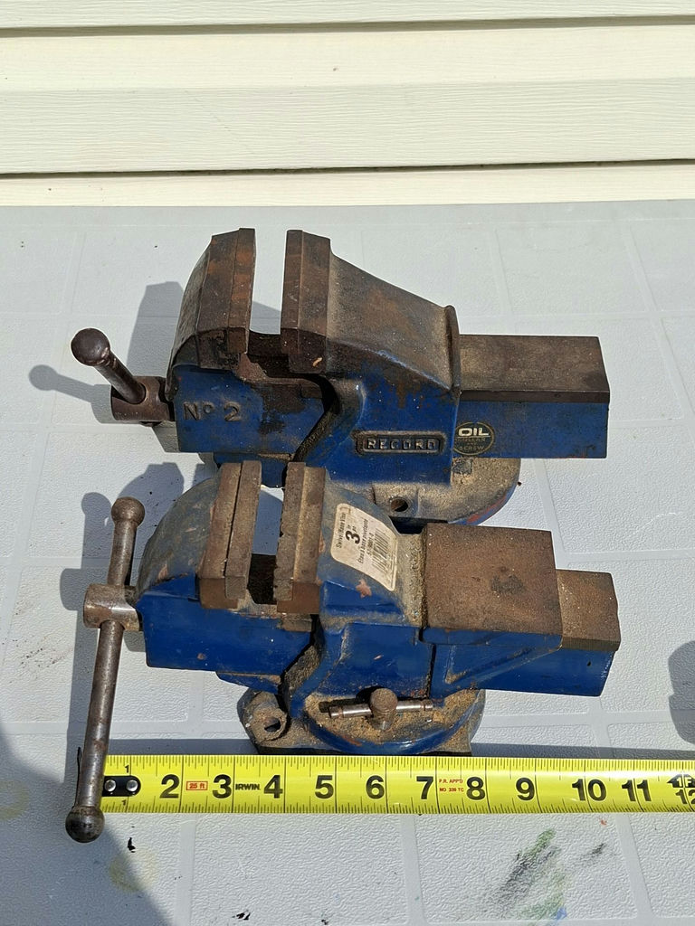 Two Bench Vises Including Record No. 2 and 3-Inch Swivel Base Vise - image 1 of 6