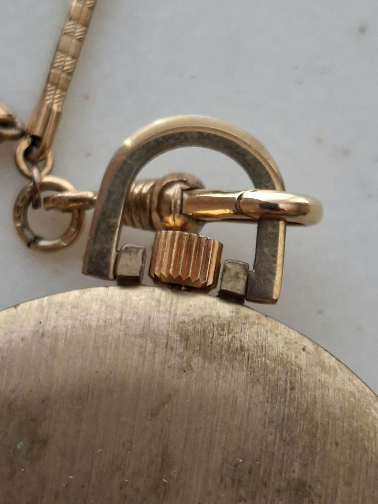 Vintage Swiss Made Caravelle Pocket Watch with Chain and Fob - image 7 of 9
