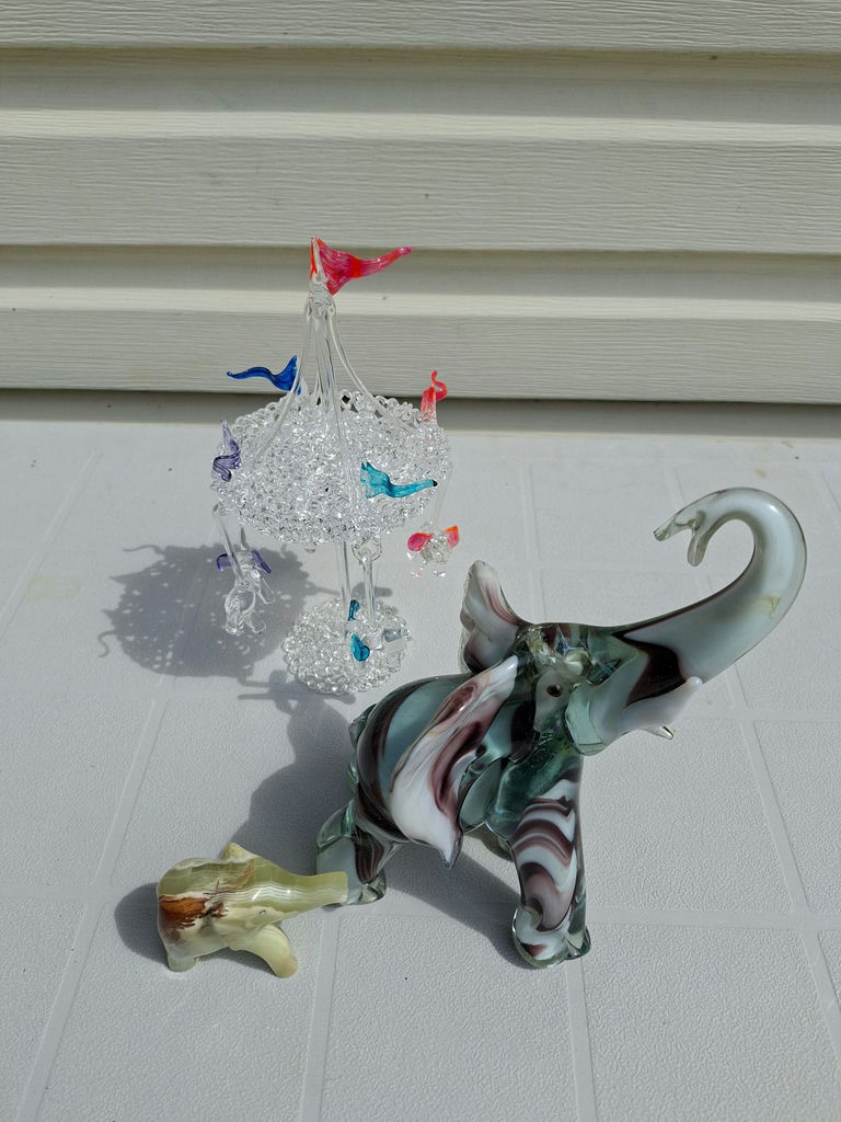 Glass Elephant Figurines and Hanging Glass Ornament - image 3 of 5