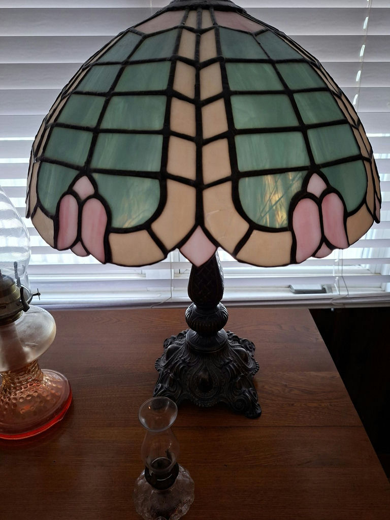 Stained Glass Table Lamp and Glass Oil Lamps - image 2 of 7
