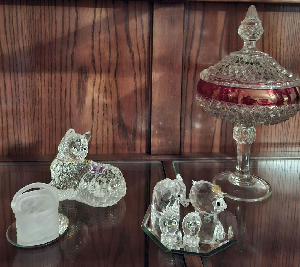Assorted Glass and Crystal Decorative Figurines and Covered Candy Dish - image 1 of 10