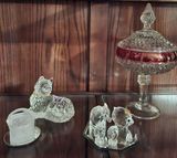 Assorted Glass and Crystal Decorative Figurines and Covered Candy Dish - thumbnail 1 of 10