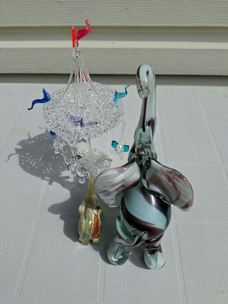 Glass Elephant Figurines and Hanging Glass Ornament - image 4 of 5