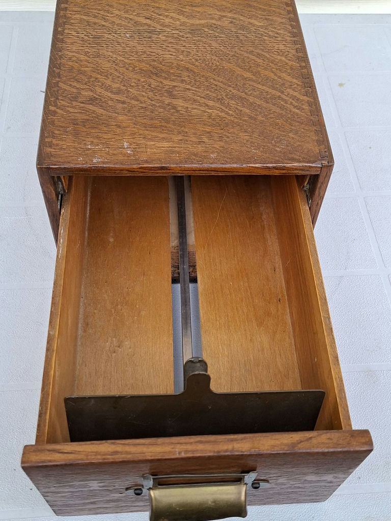 Vintage Oak Card Catalog Drawer by The Office Specialty Mfg. Co. Ltd - image 4 of 6