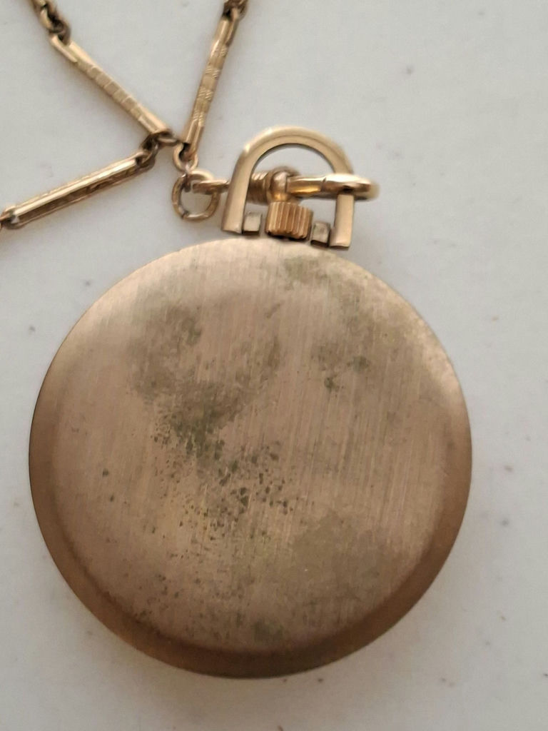 Vintage Swiss Made Caravelle Pocket Watch with Chain and Fob - image 6 of 9