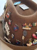 Vintage Brown Felt Hat with International Souvenir Pins - thumbnail 4 of 9