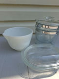 Glass Saucepan, Glass Covered Dish, and White Mixing Bowl - thumbnail 2 of 4