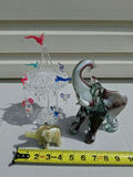 Glass Elephant Figurines and Hanging Glass Ornament - thumbnail 1 of 5