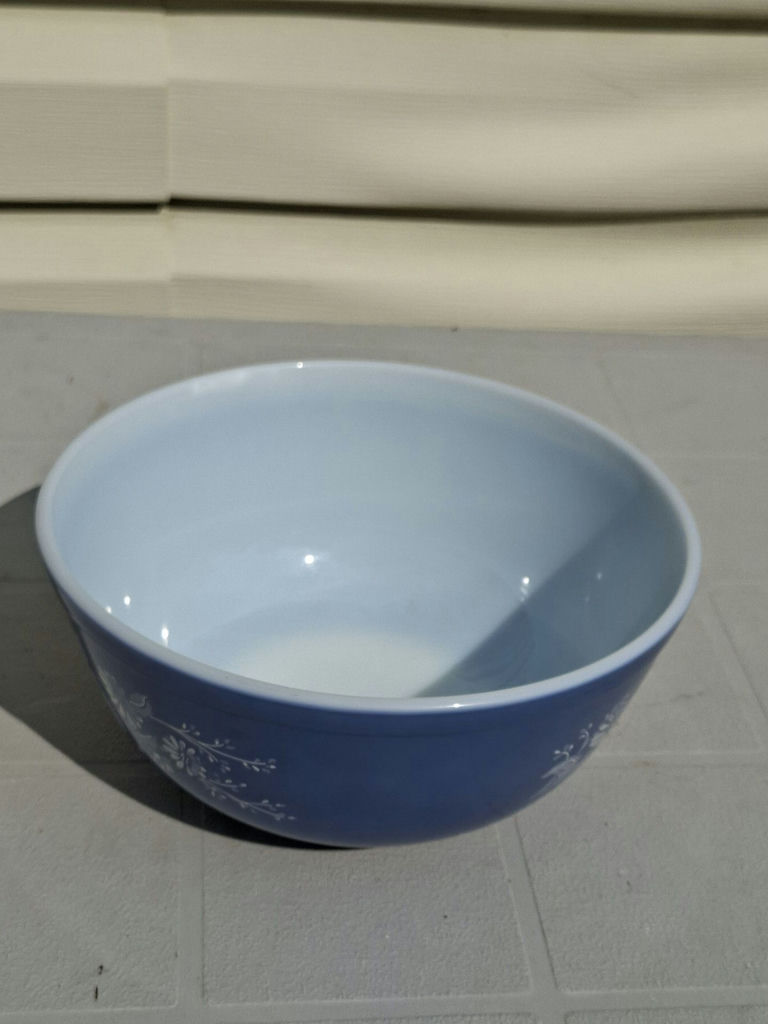 Vintage Pyrex Blue Floral Glass Mixing Bowl, 9" - image 2 of 4