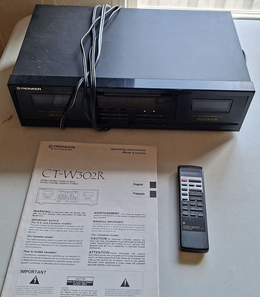 Pioneer CT-W302R Stereo Double Cassette Deck with Remote and Manuals - image 2 of 13
