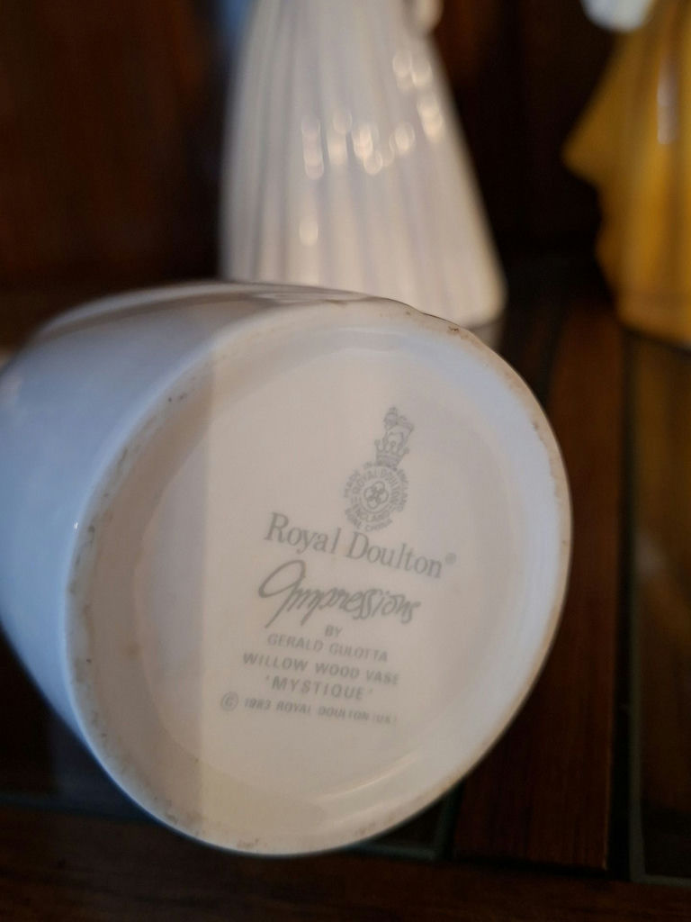Vintage Royal Doulton Porcelain Figurines and White Floral Vase - image 7 of 9