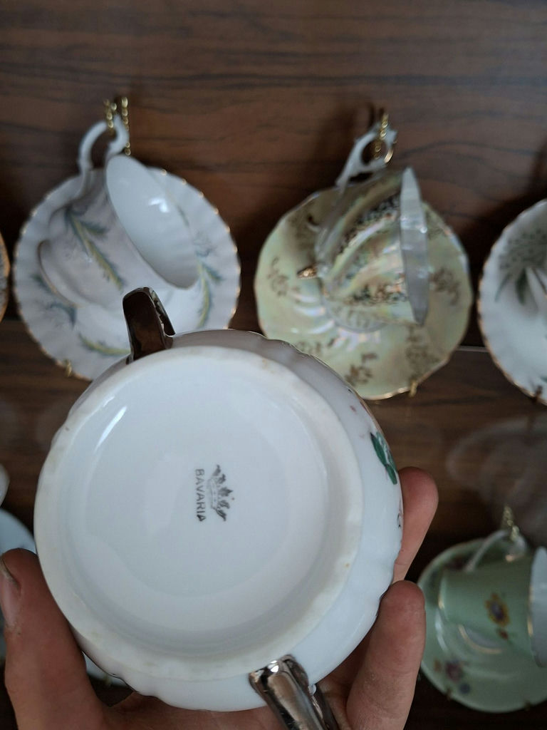 Assorted Floral China Teacups, Saucers, Sugar Bowl, and Creamer - image 9 of 10