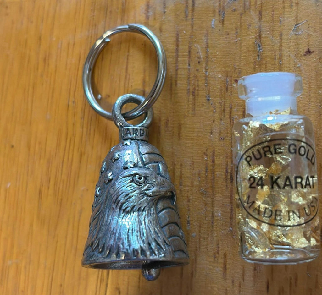 Bell keychain and vial of 24K gold flakes - image 2 of 4