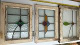 Three stained glass window panels with geometric designs - thumbnail 1 of 7