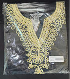 Blue packaged garment, embroidered satin caftan, patterned scarf, and woven wall hanging - thumbnail 2 of 4