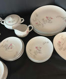 Porcelain dinnerware set with pink floral bamboo motif - thumbnail 4 of 9