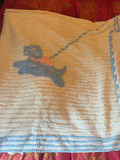 Cream Chenille Throw with Blue Embroidery - thumbnail 1 of 7