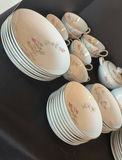 Porcelain dinnerware set with pink floral bamboo motif - thumbnail 6 of 9
