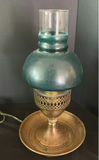 Fabric-shade table lamp and copper hurricane lantern - thumbnail 4 of 5
