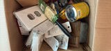 Assorted household items: lanterns, bird feeder, glassware jars, framed art, scale and hardware - thumbnail 15 of 16